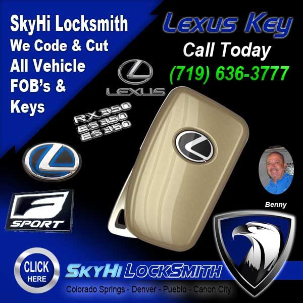 Lexus Key & FOBs Cut and Coded by Mayor Locksmith Services. Call Now… (719) 636-3777